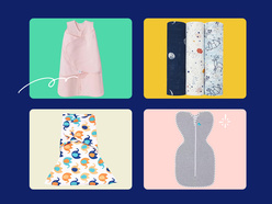 photo collage of swaddle cutouts